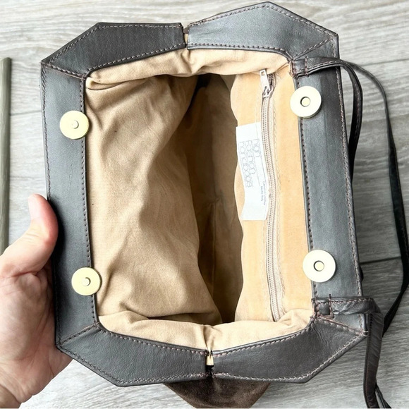 Vintage High Fashion Croc Patent Leather Suede  Leather Crossbody Clutch - Picture 10 of 15